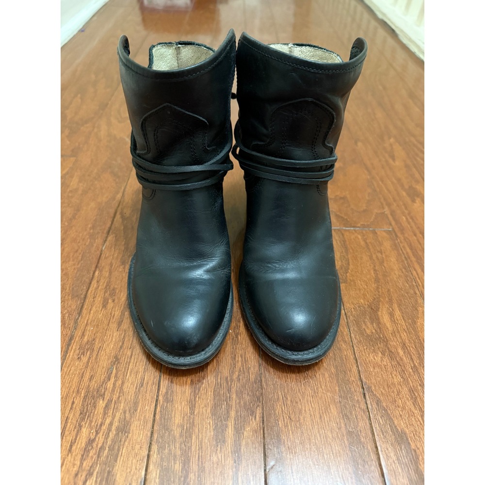 Freebird by Steven Casey Black Leather Wrap Ankle Boots Womens 7 Western Booties